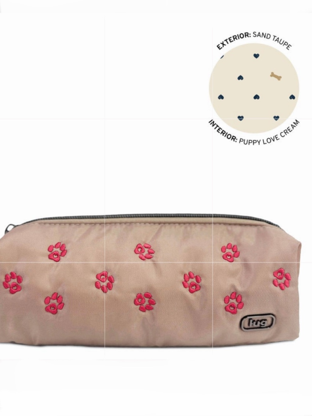 Lug Embroidered Jib Zip Pouch
SAND TAUPE (PUPPY LOVE CREAM)